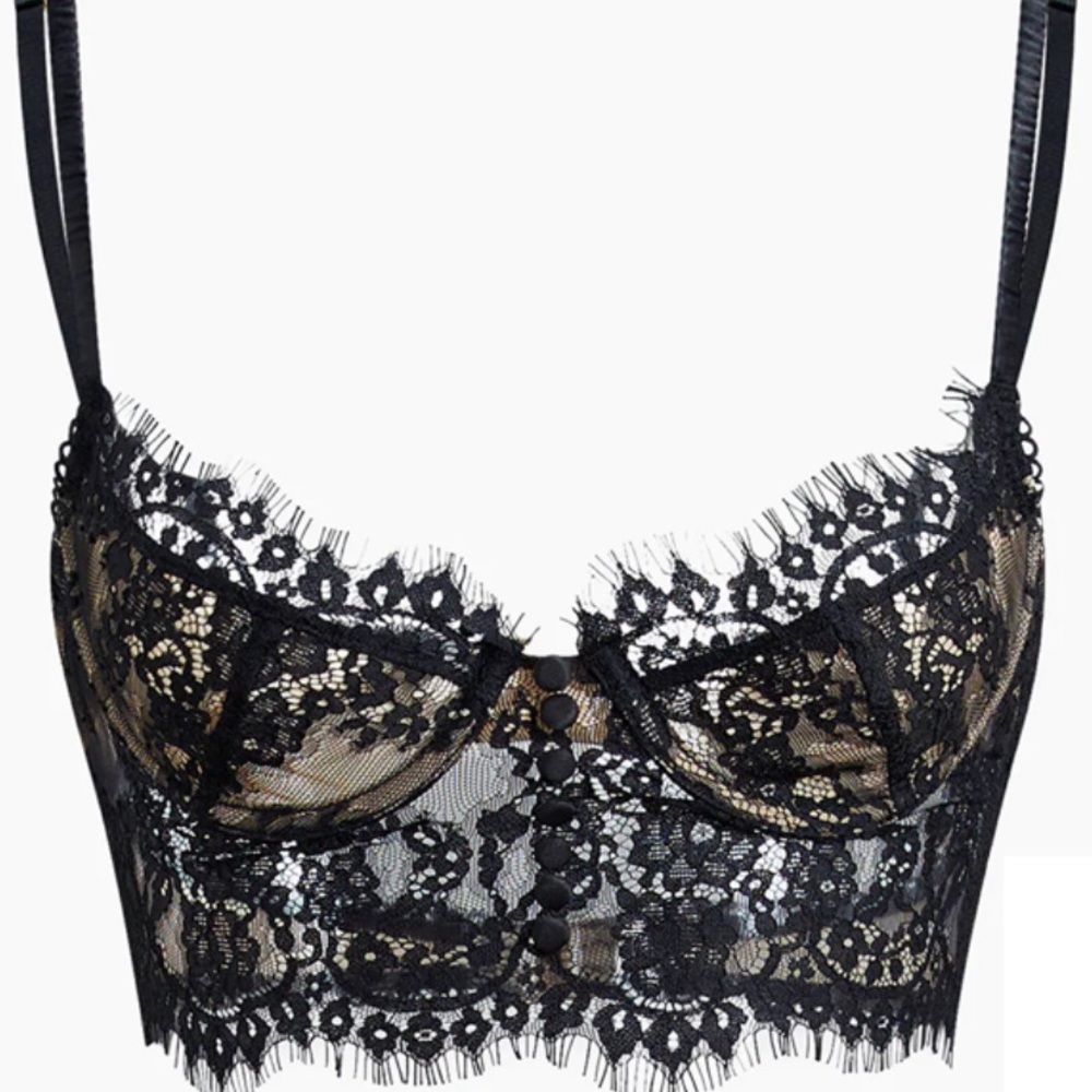 NWT Commence Double Hook Lace Crop Corset Top Black Size Med